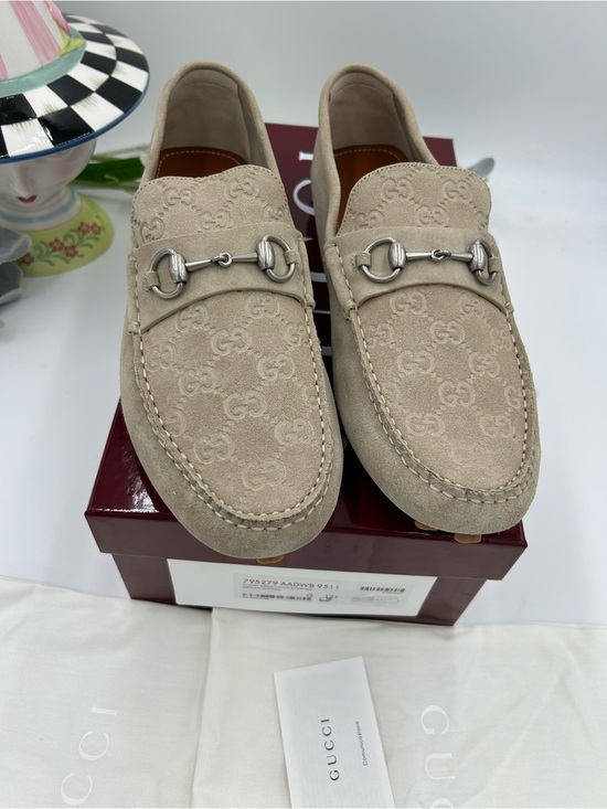 Men\'s Gucci suede GG embossed loafers size 12.5 fits 13 US made in Italy main image 7